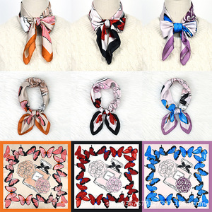 Pañuelo de Seda Azul de Moda Primavera/Verano <span class=keywords><strong>2023</strong></span>, con Estampado Floral de Plantas y Perfume, Pequeño y Cuadrado, para el Cuello - Product Image 2