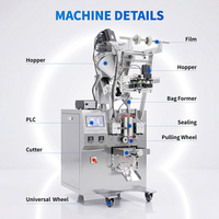 Machine d'emballage verticale automatique pour sachets de 1 à 80 ml, remplisseuse de liquides, poudres et granulés avec scellage latéral 3/4 et codeur de date
