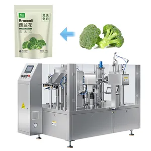 Machines d'emballage automatiques d'ensachage d'aliments surgelés Machine d'emballage de pesage de salade de brocoli et légumes Doypack