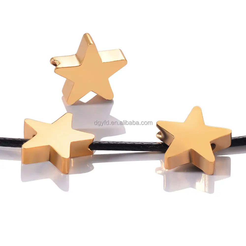 Özel paslanmaz çelik yıldız Charm boncuk DIY kordon bilezik kolye takı yapımı boncuk