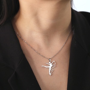 Gimnasia rítmica cinta bailarina collares Acero inoxidable colgante cuello cadena moda gimnasta joyería para mujer regalo - Product Image 3