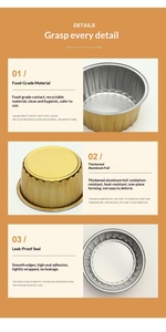 Moules à pâtisserie jetables en aluminium noir et or de 125 ml/4,4 oz, ronds, mini contenants en aluminium pour pudding et gâteaux - Product Image 2