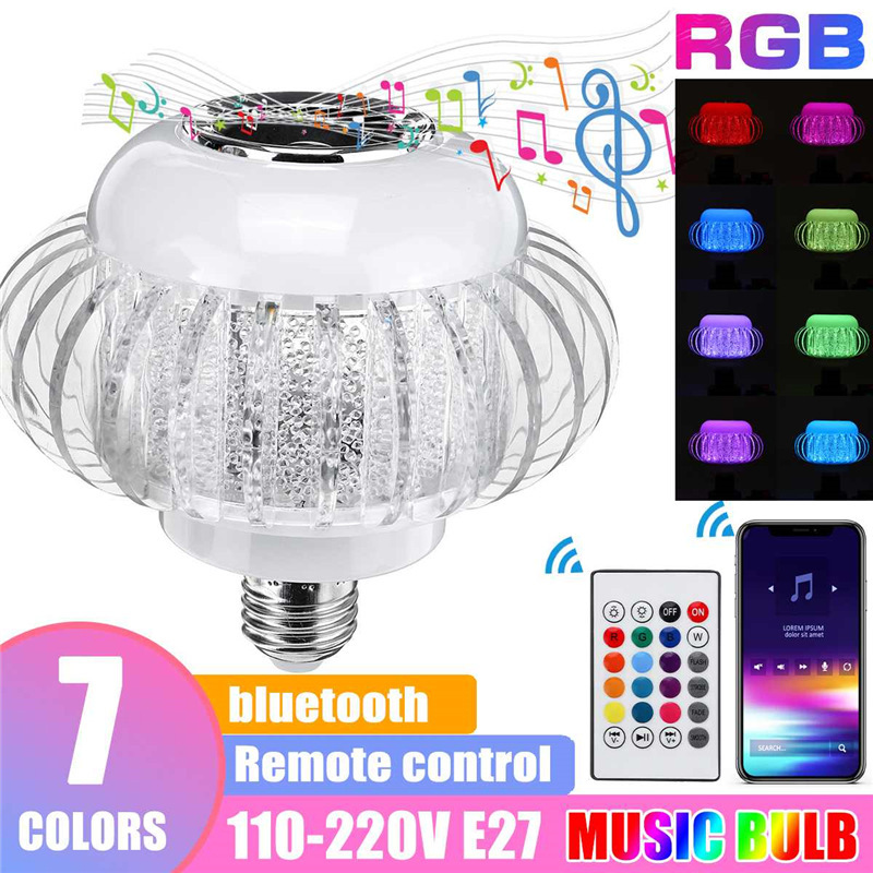 Modern White PVC Body RGB Music LED Bulb with Wireless Remote Control & Speaker for Bedroom Stage Lighting Smart Home Room Use