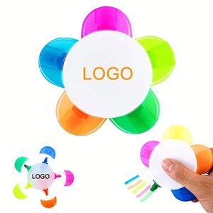 Custom Logo Printed 5 in 1 <b>Multi</b> Colors Highlighter 5 <b>Color</b> Flower Shape Daisy Highlighter <b>Pen</b> - Product Image 3