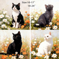Impression sur toile petite taille, motif chat mignon, art mural moderne, style floral, portrait de chaton HD, dessin pour décoration de salon