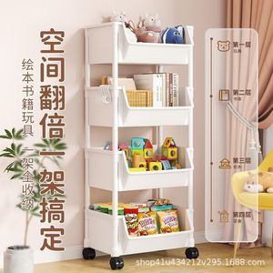 Mobile <b>Shelving</b> Unit 5 Tier With Wheels <b>Storage</b> Rack For Living Room Bedroom Dormitory Children Bookshelf Trolley Shelf - Product Image 2