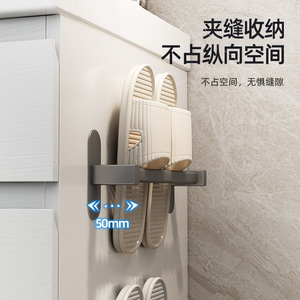 Bathroom Slipper Rack Wall Mounted No Drilling Required Shoe Storage Drain Rack Behind Door Multipurpose Rectangle - Product Image 2