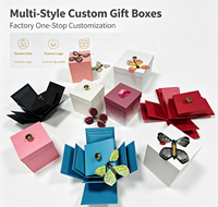 Caja de Regalo Rígida Personalizada con Mariposas Románticas, Embalaje de Regalo con Materiales Reciclados, Hecho a Mano, OEM, ODM, MOQ Bajo