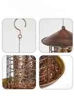 Mangeoire à oiseaux suspendue en métal vintage Oniya, mangeoire décorative pour oiseaux sauvages, station d'alimentation pour jardin extérieur