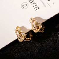 Bijoux de luxe élégants, Bague nœud en zircon étanche, Boucles d'oreilles clips hypoallergéniques en forme de spirale anti-moustiques sans perçage