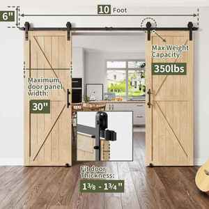 WEKIS M00002 Steel Brass Barn Door Hardware <b>Kits</b> Screw Easy-Install Sliding 120kg Capacity Durable for Outdoor Bedroom Kitchen - Product Image 4