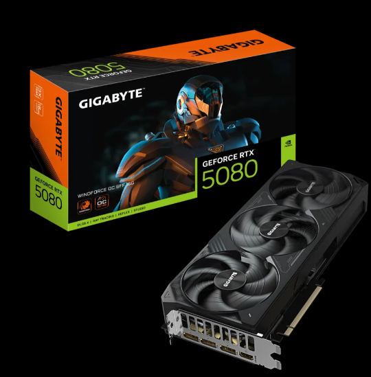 NEW G-I-G-A-B-Y-T-E Graphics Card GeForce RTX 5080 WINDFORCE OC SFF 16G 256 Bit Fan-Cooled DisplayPort 2.1b Sealed Desktop
