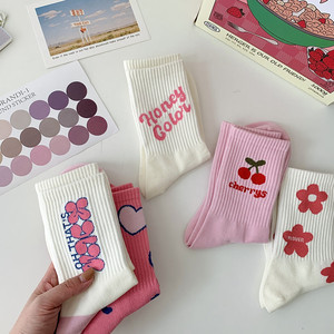 Spring and Summer Ins Mid-tube Thin Breathable Trend Women <strong>Cozy</strong> Custom logo Cotton <strong>Socks</strong> With Design - Product Image 1