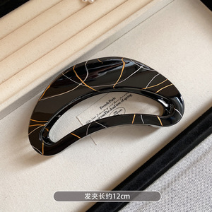 Pince à cheveux grande taille unie simple, forme arche évidée, pince requin de luxe pour queue de cheval, accessoires capillaires quotidiens pour femmes et jeunes filles - Product Image 5