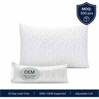 Oreiller en mousse à mémoire de forme matelassé géométrique blanc, taille standard/queen, réglable en hauteur, pour la maison et l'hôtel