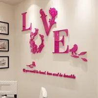 Büyük boy 1300*623mm akrilik çıkartmalar ev oturma odası için aşk çiçek ayna duvar çıkartmaları tırnaklar özel duvar sticker ayna