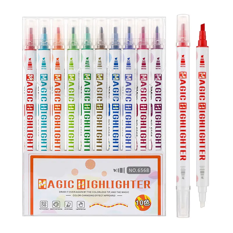 Heißer Verkauf Double Headed Magic Highlighter Pens Lösch barer farbwechsel nder fluor zieren der Markierung stift