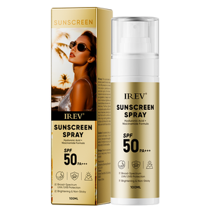 IREV <span class=keywords><strong>Spray</strong></span> <span class=keywords><strong>Solare</strong></span> con Acido Ialuronico e Nicotinamide SPF50 Pa+++ per Viso e Corpo, <span class=keywords><strong>Crema</strong></span> Schiarente Non Appiccicosa con <span class=keywords><strong>Protezione</strong></span> UV 100ml - Product Image 1