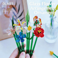 Bouquet de fleurs en verre artisanal de Murano, arrangement floral à longue tige, fleurs en verre réalistes, centre de table, décoration cadeau