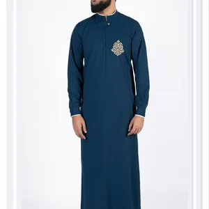 2024 túnica de talla grande árabe para hombres, Túnica Jubba bordada informal musulmana, Túnica universal para todas las estaciones Thobe Jubba Thawb para hombres