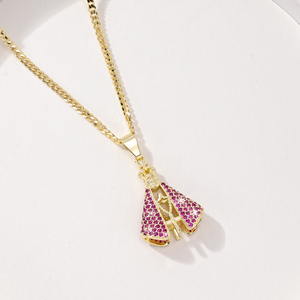 Collier unisexe avec pendentif croix et Vierge <span class=keywords><strong>Marie</strong></span> en laiton incrusté de zircon blanc et <span class=keywords><strong>rose</strong></span>, plaqué or, avec chaîne à maillons - Product Image 3
