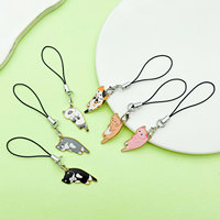 Porte-clés en peluche, pendentif chat de dessin animé en alliage avec finition émaillée, mignon, pour sac à dos, portefeuille, voiture, téléphone, style Kawaii