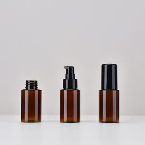 Haut de gamme luxe 50ml ambre sérum Essence huile crème solaire lotion distributeur pompe vaporisateur bouteille avec couvercle anti-poussière complet