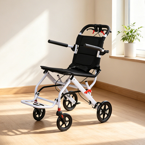 <span class=keywords><strong>Sedia</strong></span> a <span class=keywords><strong>Rotelle</strong></span> Pieghevole in Lega di Alluminio Portatile con Freno a Mano, Ausilio Leggero per la Mobilità di Anziani e Disabili, Pronta per Viaggi in Aereo - Product Image 2