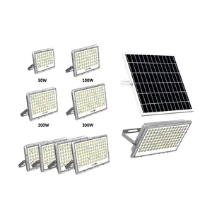 Luz de inundação solar LED para jardim 60w 100w 200W IP67 Luz de rua solar para exterior Luzes de célula solar LED