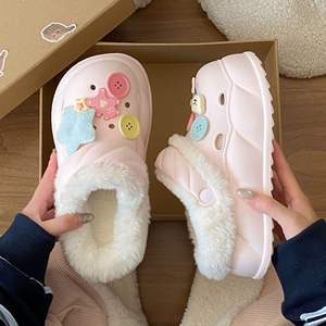 Chaussons d'hiver classiques à bout fermé, antidérapants, à semelle souple, respirants, anti-odeurs, avec dessus et doublure en coton chaud, semelle en caoutchouc, pour usage domestique - Product Image 4