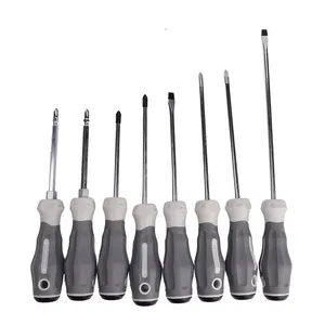Home Repair Single Head Gray Soft Grip Handle Slotted Phillips Screwdriver
