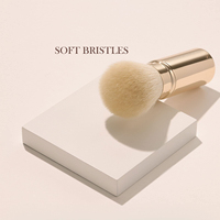 Cheveux naturels en poudre rétractable de qualité pour le maquillage du visage manche en métal utilisé pour la brosse de bronzage de fond de teint