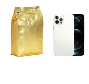 Gold Plastic Disposable Silk Screen <b>Printed</b> Heat Sealed Customizable <b>Coffee</b> Stand Pouch Vented Degassing Valve for Jelly Low MOQ - Product Image 1