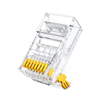 Adaptor Logam UTP Male Pass Through Konektor RJ45 untuk Kabel Cat5/Cat5e/Cat6 Bahan PC Transparan T568B Pengkabelan