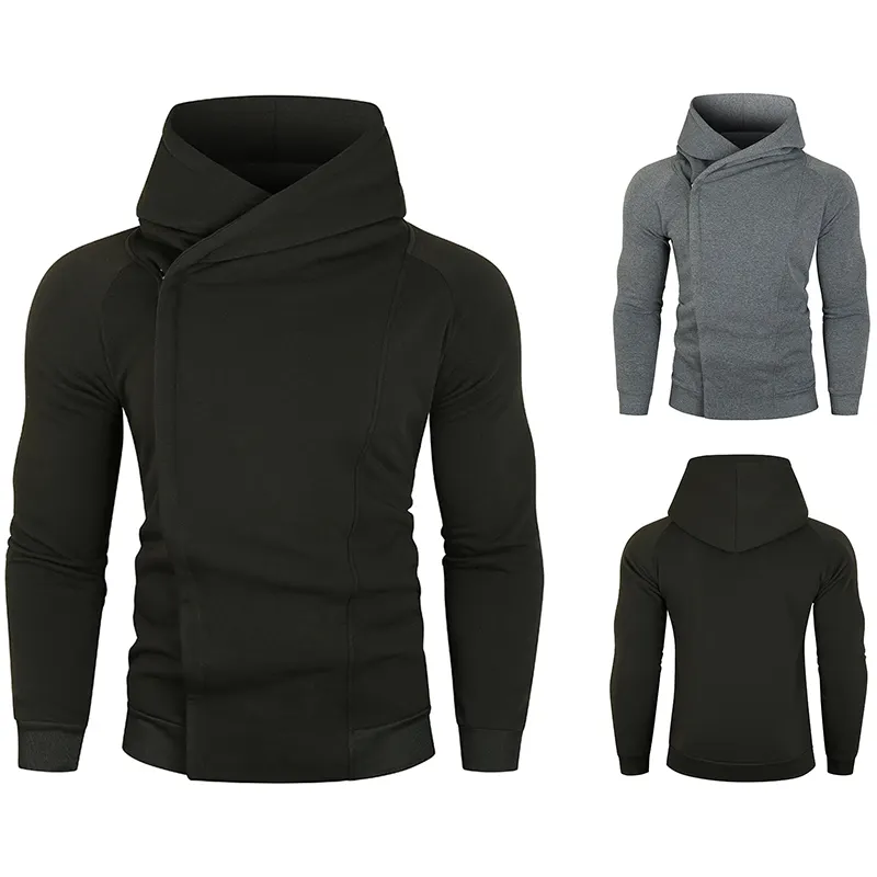 2023 New Design Plus Size Men's Hoodies with Zipper Solid Color Hood Sweatshirt for Men