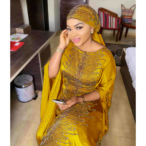 Nouvelles robes de soirée traditionnelles africaines pour femmes - Robes longues en satin confortables et respirantes, ornées de cristaux, décontractées pour femmes - Product Image 3