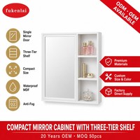 Fullkenlight Armoire de toilette murale moderne à porte simple avec miroir, éclairage LED et fonction anti-buée pour salle de bain