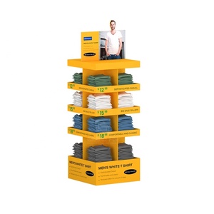 Tùy chỉnh hiện đại 4-Sided tông <span class=keywords><strong>Rack</strong></span> hiển thị cho T-Shirts fsdu quần áo tầng hiển thị Kệ sóng giấy hiển thị đứng - Product Image 3