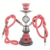 Chicha arabe métallique transfrontalière à double tube, ensemble complet avec tuyau miroir, accessoires pour bar à chicha