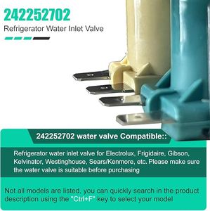 Valve <span class=keywords><strong>d</strong></span>'entrée <span class=keywords><strong>d</strong></span>'<span class=keywords><strong>eau</strong></span> pour réfrigérateur 242252702 pour Frigidaire Kenmore Electrolux Crosley, compatible avec les références 240531101, 241734301, WV2702 - Product Image 4
