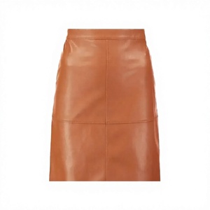 Falda Midi Plisada de Cintura Alta, Elegante y Ajustada, para Mujer, Otoño-Invierno, de Cuero Genuino de la Mejor Calidad - Product Image 3