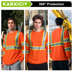 T-<span class=keywords><strong>shirt</strong></span> de sécurité à séchage rapide, anti-humidité, <span class=keywords><strong>haute</strong></span> <span class=keywords><strong>visibilité</strong></span>, durable, confortable, orange fluorescent, vêtements de sécurité - Product Image 5