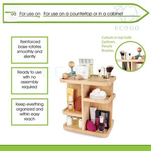 Organizador de cosméticos de bambú Popular, almacenamiento delicado para organizador de maquillaje, ideal para armario de escritorio, estante de encimera de alta calidad - Product Image 4