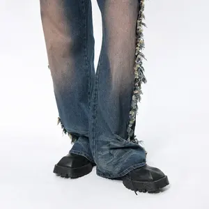 GDTEX Custom Design Streetwear Distressed Jeans Mens Vintage Baggy Jeans Men Hip Hop