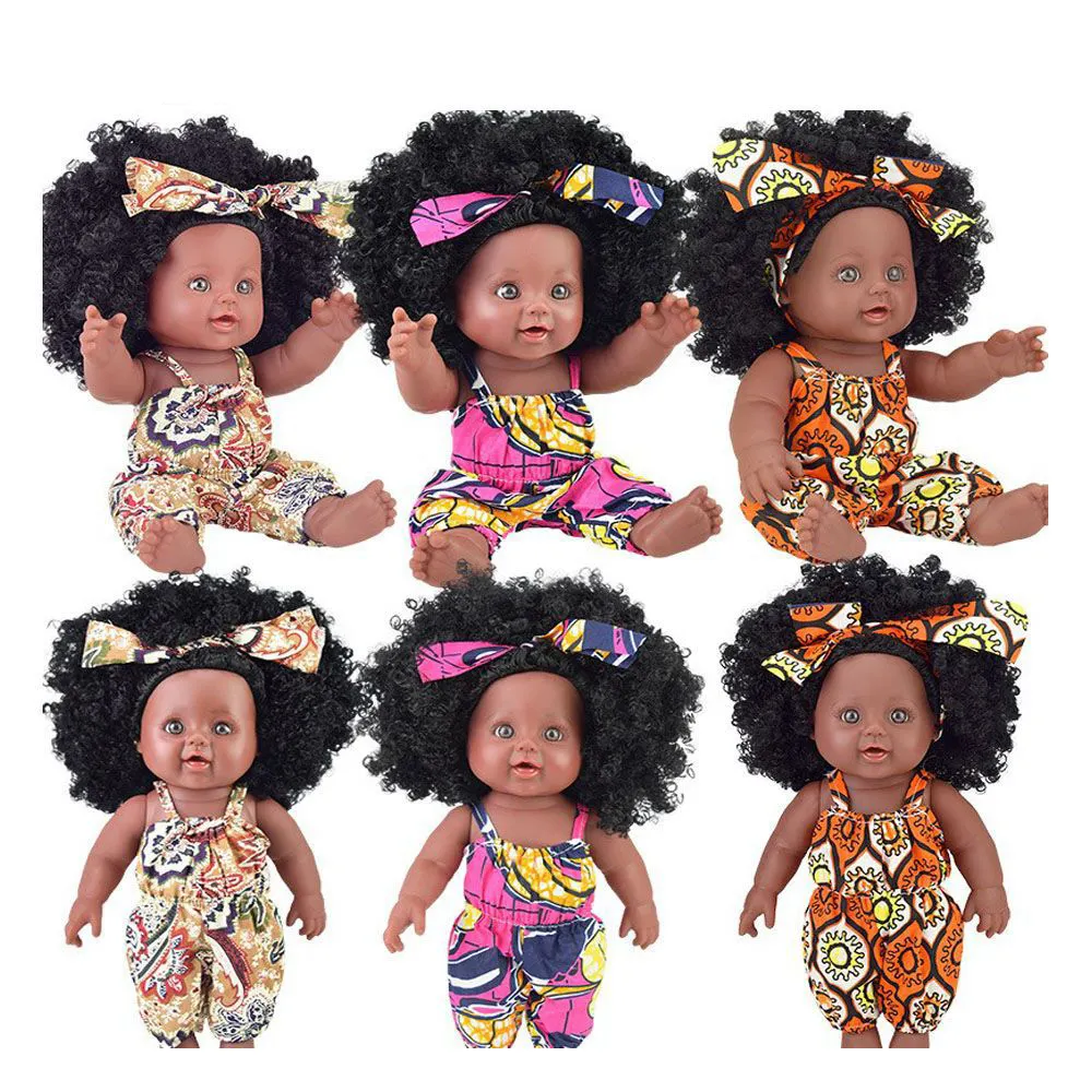 Kitted 23 phong cách 30cm Đen tái sinh bé búp bê với afro tóc và quần áo cho cô gái