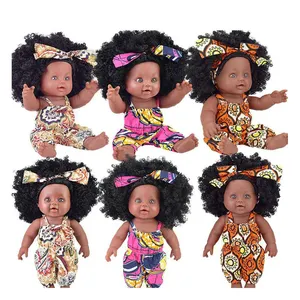 Kitted 23 phong cách 30cm Đen tái sinh bé búp bê với afro tóc và quần áo cho cô gái