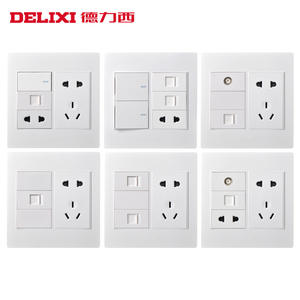 แผงสวิตช์ติดผนัง Delixi 120 สำหรับใช้ในที่พักอาศัย แบบฝัง 4-6-6-8-8 สวิตช์ หลายช่อง 5-5-10 ซ็อกเก็ต 220V/240V 10A - Product Image 3