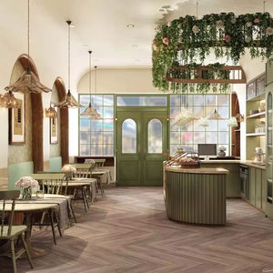 LUX Modern Glass Coffee Shop Bar Counter Trendy Bakery Furniture Design Custom Wooden Bakery Shop Showcase - Product Image 2