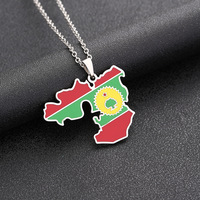 Collier pendentif carte de l'Oromia en émail, nouvelle collection, unisexe, en acier inoxydable, style ethnique, bijou tendance, accessoire de mode