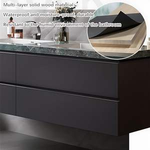 Unit kabinet kamar mandi tahan air <span class=keywords><strong>Vanity</strong></span> Floating inci Amerika Modern baru 2025 dengan meja rias untuk Hotel - Product Image 6